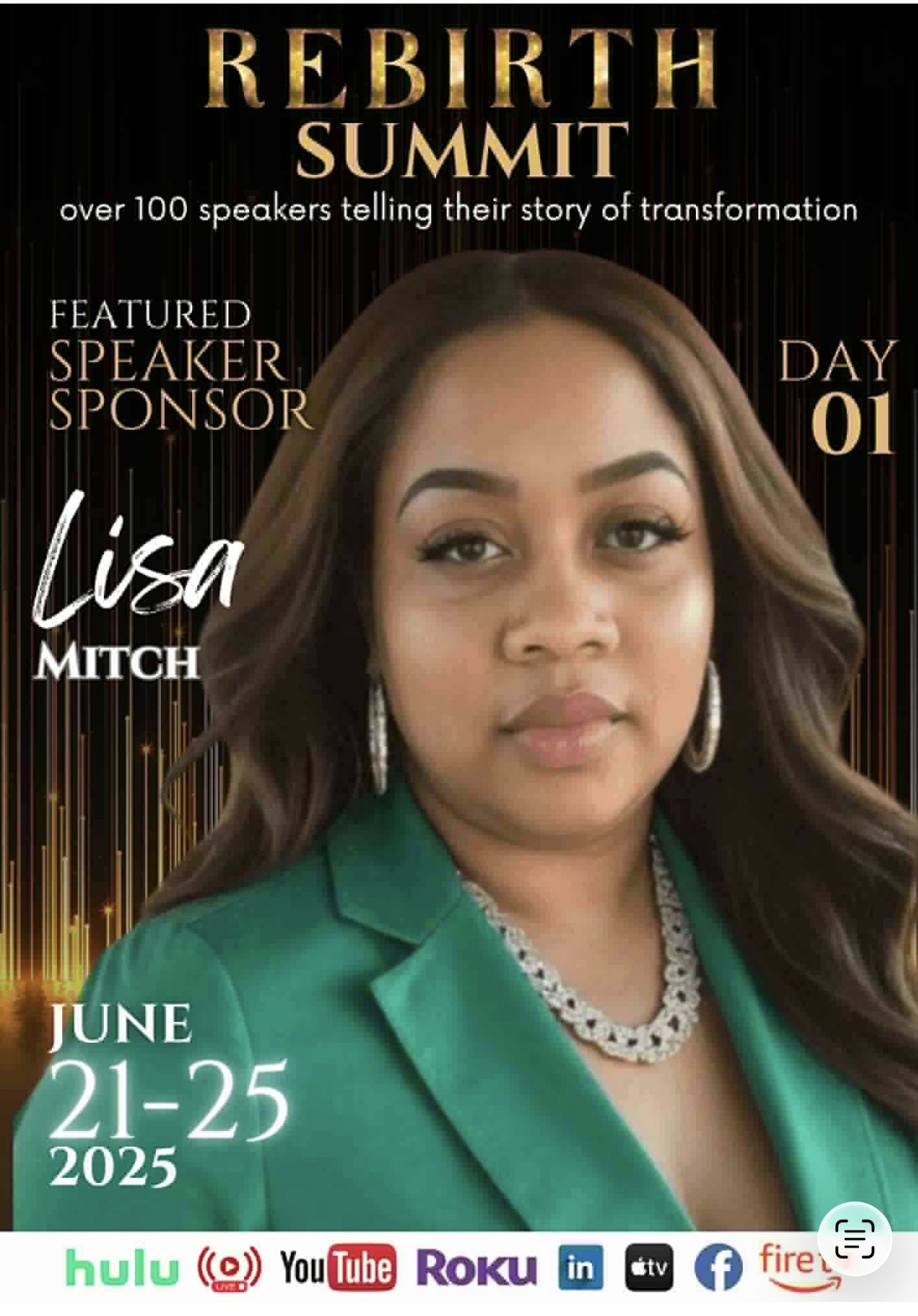 Lisa Mitch featured speaker and sponsor at the Rebirth Summit